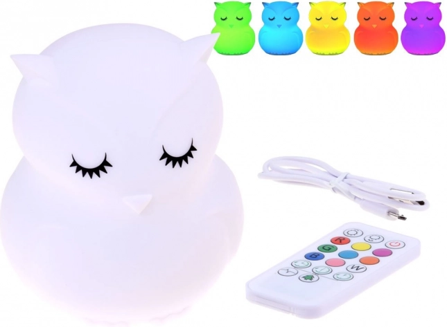 Siliconen nachtlampje uil met afstandsbediening RGB