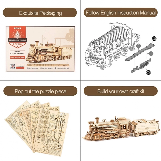 Locomotief - Stoom Express - 3D houten puzzel