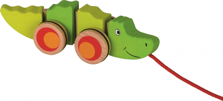 Houten trekkrokodil