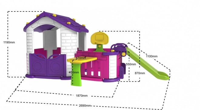 Grote kinderhuisje met veranda 5in1 paars