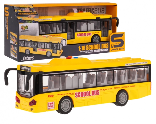 Gele bus met licht- en geluidsfunctie