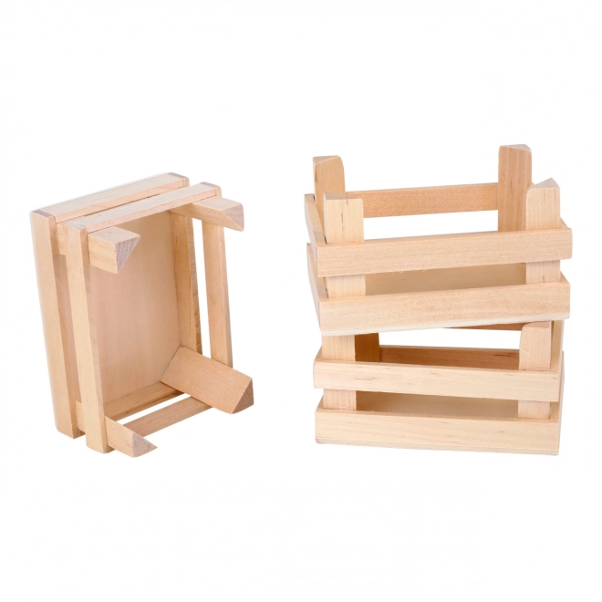 Small Foot Set kleine houten kistjes voor etenswaren 3 stuks