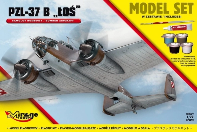 Modelvliegtuig PZL‑37B Łoś 1:72 – kunststof bouwpakket