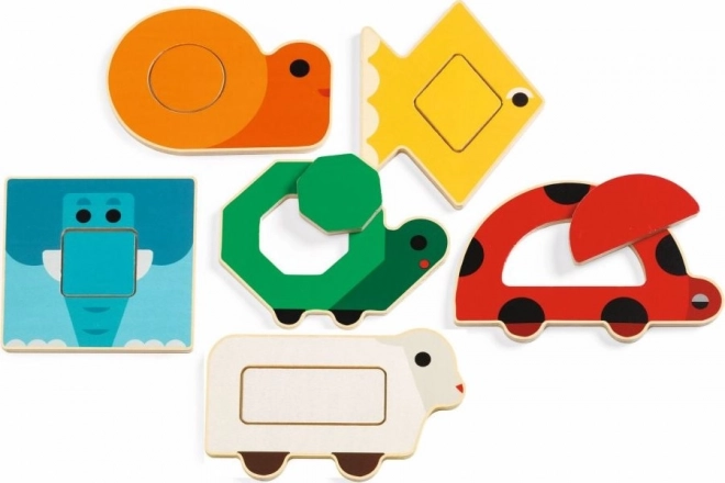 Djeco houten inlegpuzzel DuoBasic, 12 stukjes