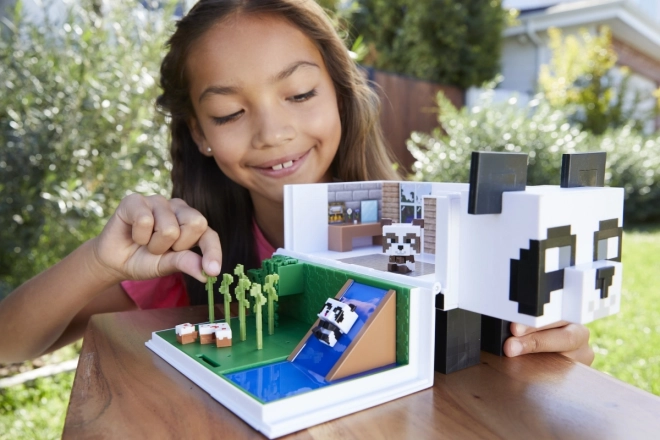 Set figuren Minecraft speelhuis met panda + 2 figuren