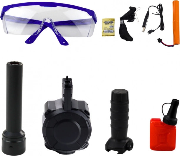 Karabijn voor waterkogels met accessoires en beschermende bril