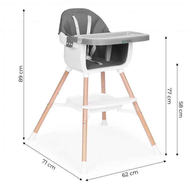Kinder eetstoeltje 2-in-1 grijs ECOTOYS