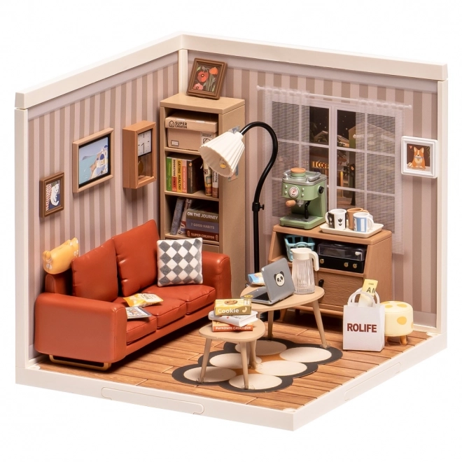 RoboTime miniatuur poppenhuis knusse woonkamer