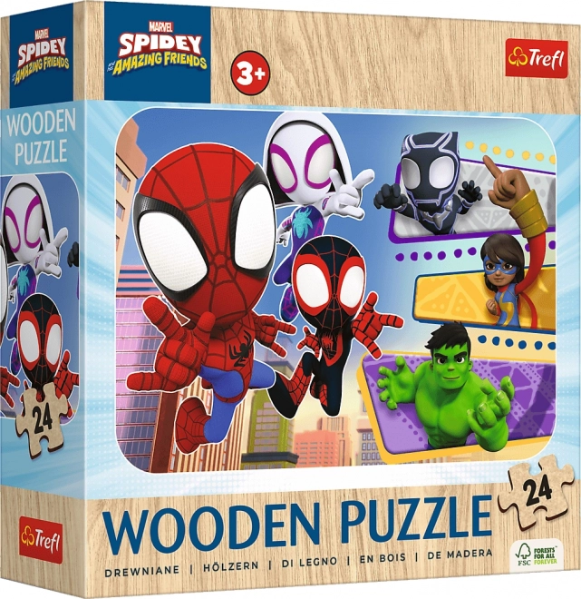 TREFL Houten puzzel Spidey en zijn geweldige vrienden 24 stukjes