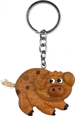 Houten sleutelhanger Varkentje