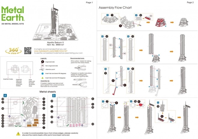 METAL EARTH 3D puzzel Apollo Saturn V met lanceerplatform