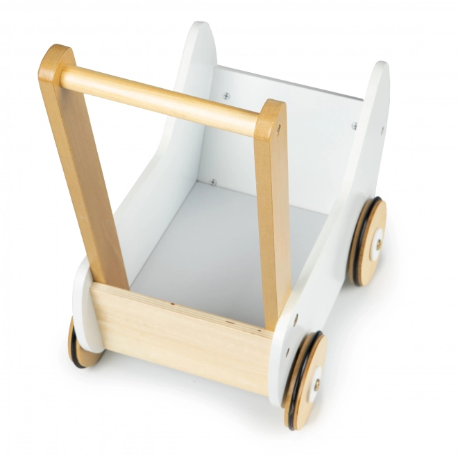 ECOTOYS Houten wagen voor poppen wit