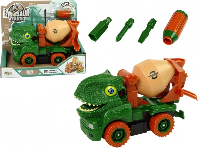 Dinosaur vrachtwagen-betonmolen om uit elkaar te halen – groen met accessoires