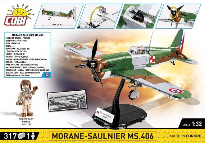 COBI 5724 II WW Morane-Saulnier MS.406, 1:32, 317 st, 1 f