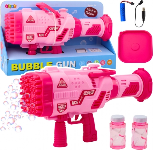 Elektrisch roze bubbelpistool met 64 openingen