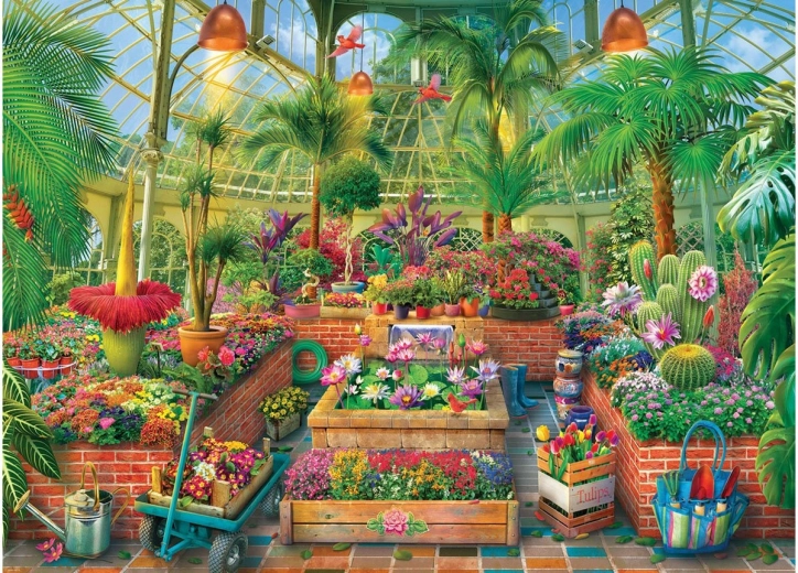 Puzzel Tuin in de kas 1000 stukjes