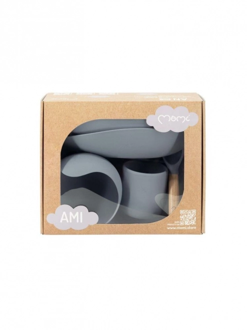 MoMi AMI kinder siliconen eetset grijs