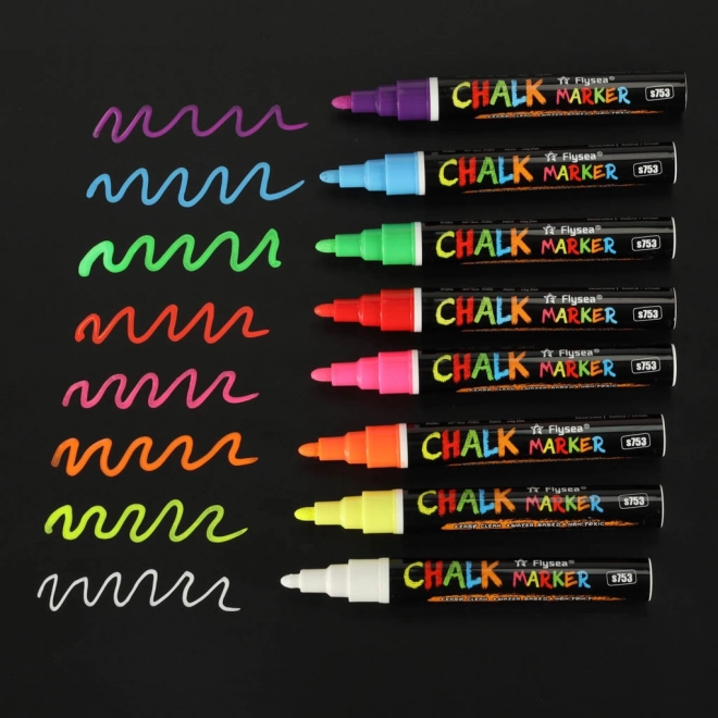 Set krijtmarkers voor borden en glas - 8 kleuren