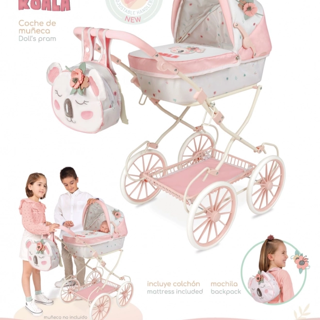DeCuevas inklapbare poppenwagen met rugzak Koala 81 cm