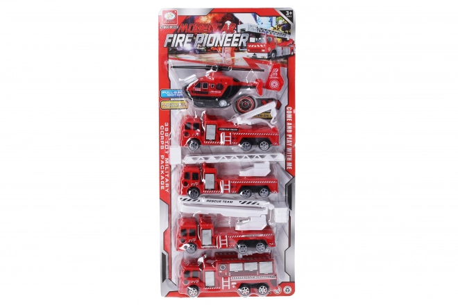 Brandweerset – pull-back autootjes 17 cm, 5 stuks