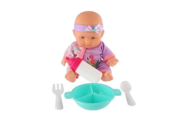 Poppenbaby 20cm stevig lichaam met accessoires in doos 23x24x8cm