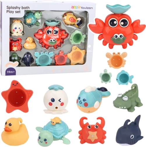 Badset met zeediertjes en krab, 12 stuks