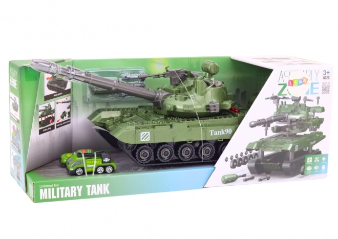 Groene tank DIY voor kinderen met demonteerbare onderdelen en geluiden