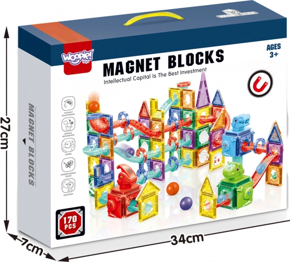 Woopie magnetische bouwset 3D – educatieve knikkerbaan 170 onderdelen