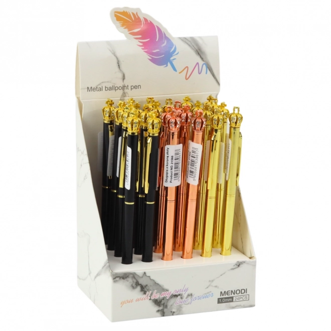 Automatische metalen pen Kroon blauwe inkt 1,0 mm