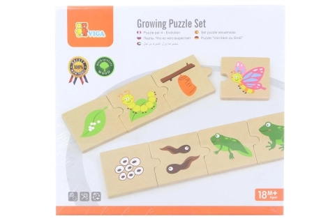 Houten groeipuzzel met dieren en planten VIGA