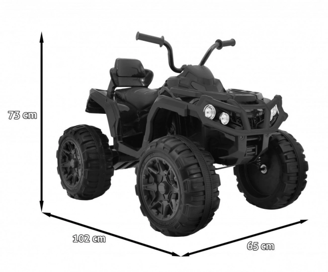 Kinder accu quad zwart + EVA wielen + MP3 radio + LED + langzame start