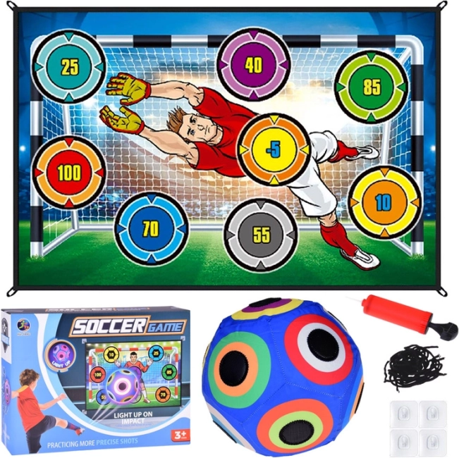 Set voor voetbalspel met doelbord en lichtgevende bal