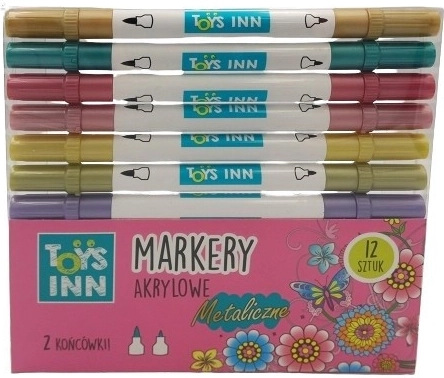 Acryl metallic stiften met dubbele punt 12 stuks