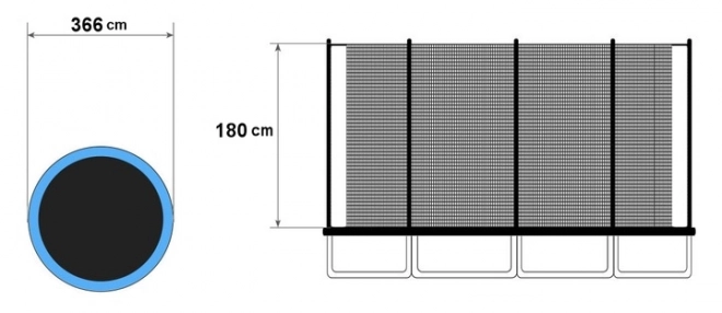 Interne trampoline net 366cm 12ft/8