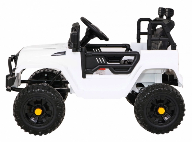 Accu-aangedreven Jeep Dark Night voor kinderen + langzame start + EVA + LED audio – Wit