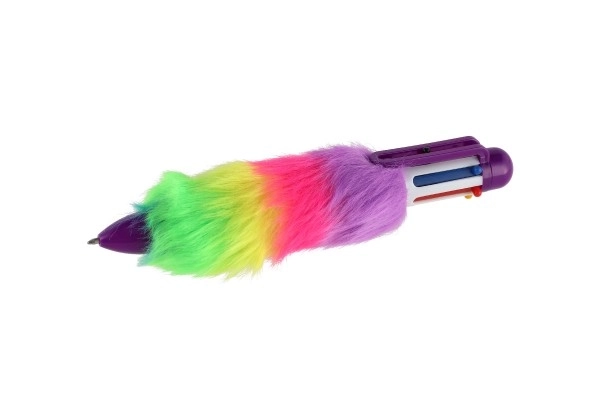 Teddies kleurrijke pluchen pen met kwastjes