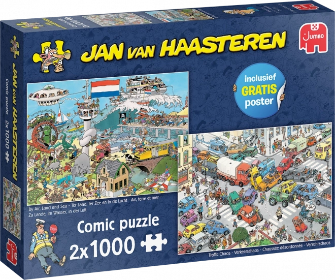JUMBO Puzzel JvH Transportchaos en Met Vliegtuig en Boot 2x1000 stukken