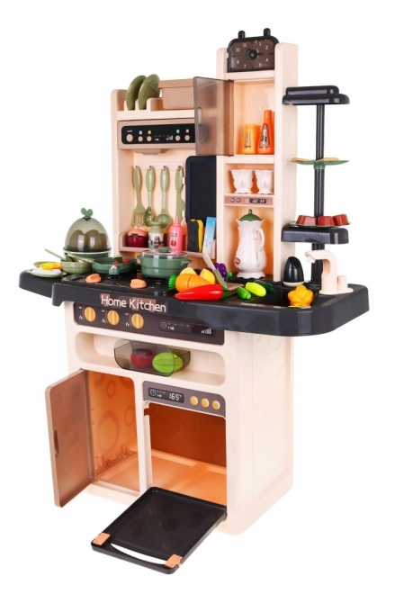 Kinderkeuken + interactieve kookplaat met stoom + audiopaneel - 65 onderdelen