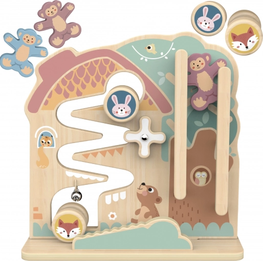 Houten activiteitentafel en knikkerbaan 2-in-1 TOOKY TOY
