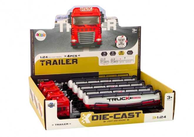 Vrachtwagen met aanhanger TIR Tanker 1:24 Rode geluiden