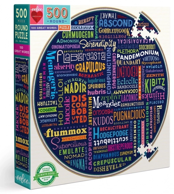 Ronde puzzel 100 geweldige woorden 500 stukken