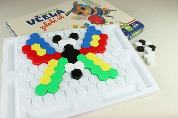 Bij versiert bijenkorf 60st mozaïek in doos 43x32x3,5cm