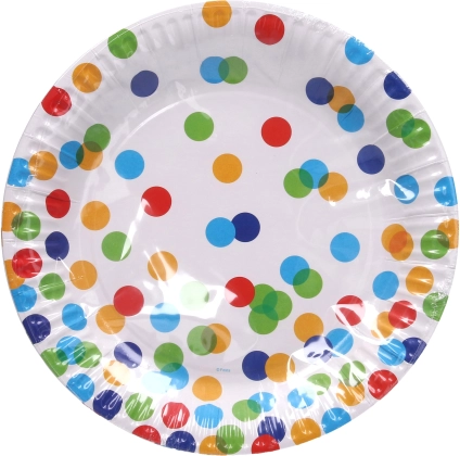 Papieren partyschaaltjes met gestipt patroon 23 cm - 6 stuks