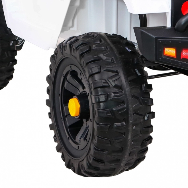 Accu-aangedreven Jeep Dark Night voor kinderen + langzame start + EVA + LED audio – Wit