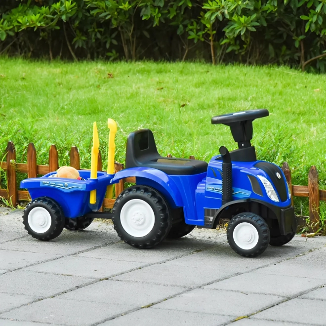 Kindertractor met aanhanger, interactief stuur, geluiden – Blauw