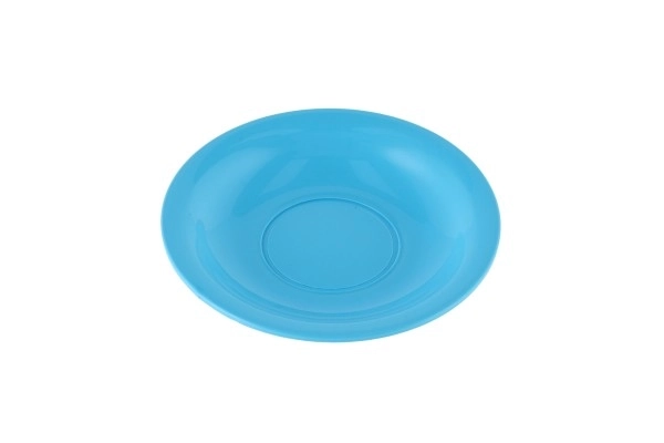 Set gekleurd plastic servies 12 st in net 12m+