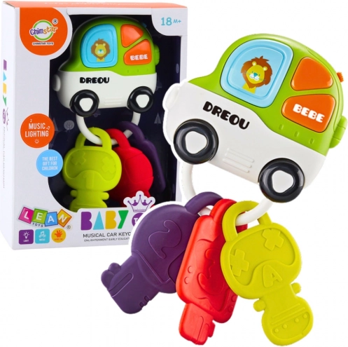 Interactieve babysleutels met autovormige afstandsbediening – lichtjes, geluiden en bijtring