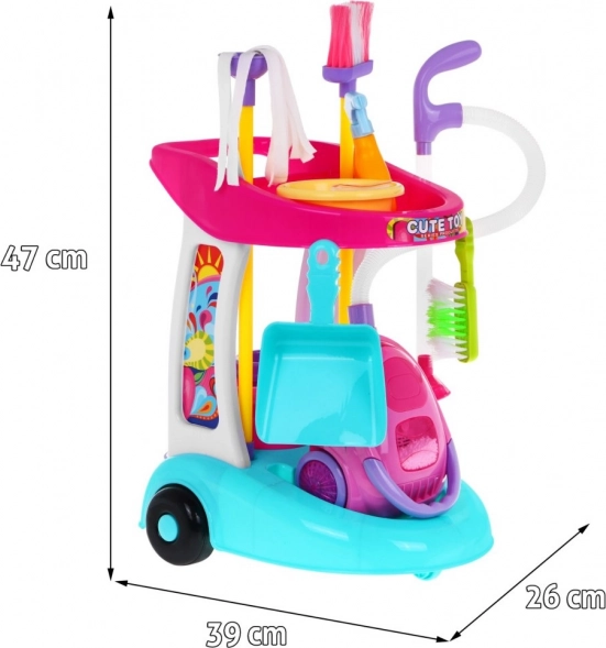 Kleurrijke en praktische schoonmaakwagen