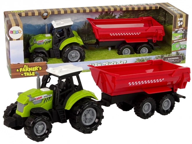 Groene tractor met rode aanhanger Geluid