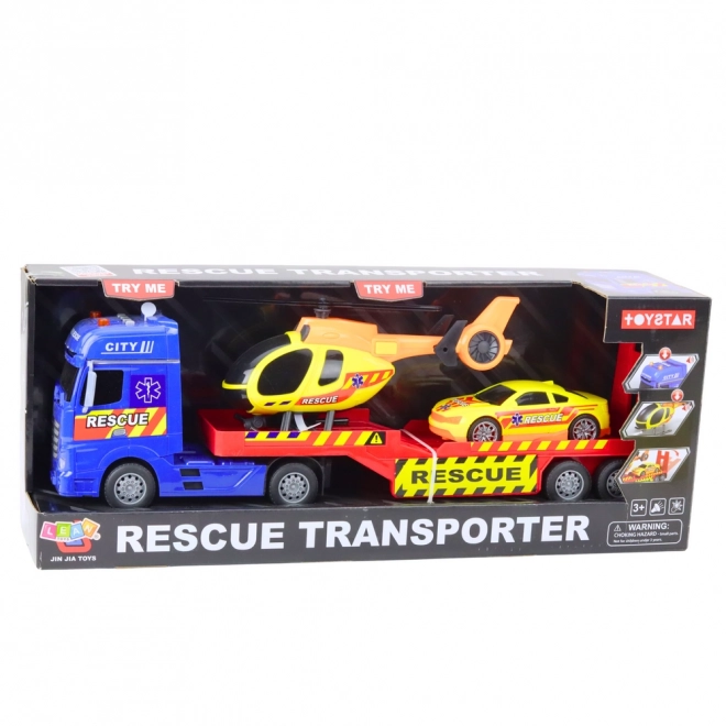 Reddingsset met helikopter en auto